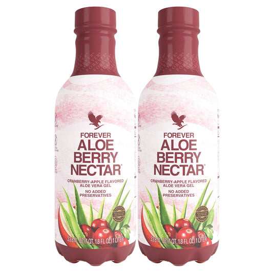 Forever Living Aloe Berry Nectar bottle front, preservative-free lifestyle option