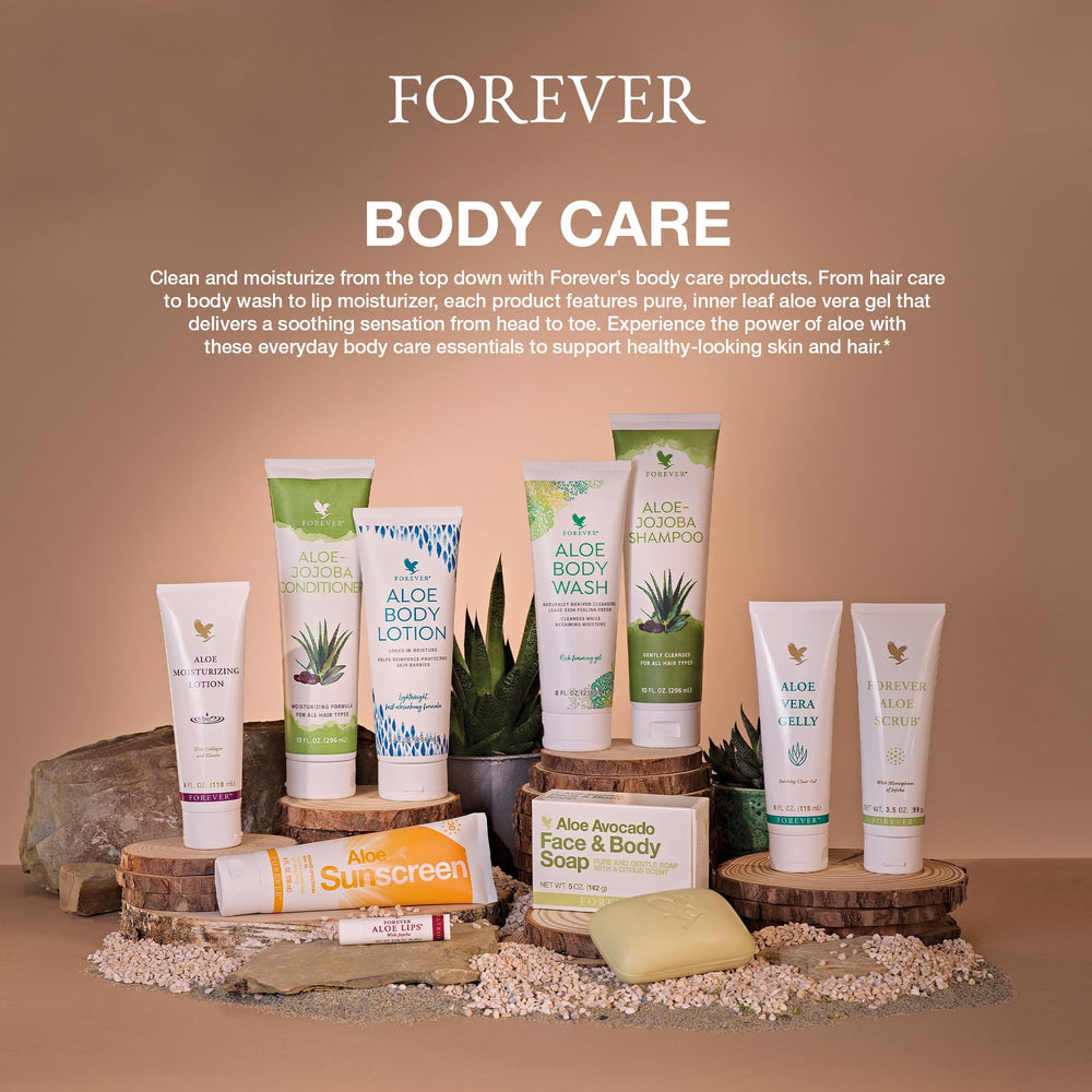 Forever Living Aloe Vera Gelly on bathroom shelf for versatile skincare
