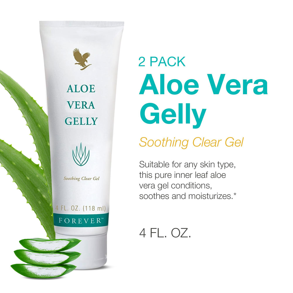 Forever Living Aloe Vera Gelly texture close-up shows translucent, non-sticky gel