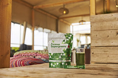 Forever Living Forever Supergreens berries cream glass swirl showing flavor enjoyment and energy