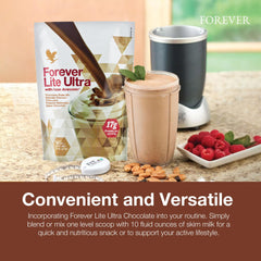 Forever Living Lite Ultra Chocolate lifestyle shot suggests on-the-go nutrition.