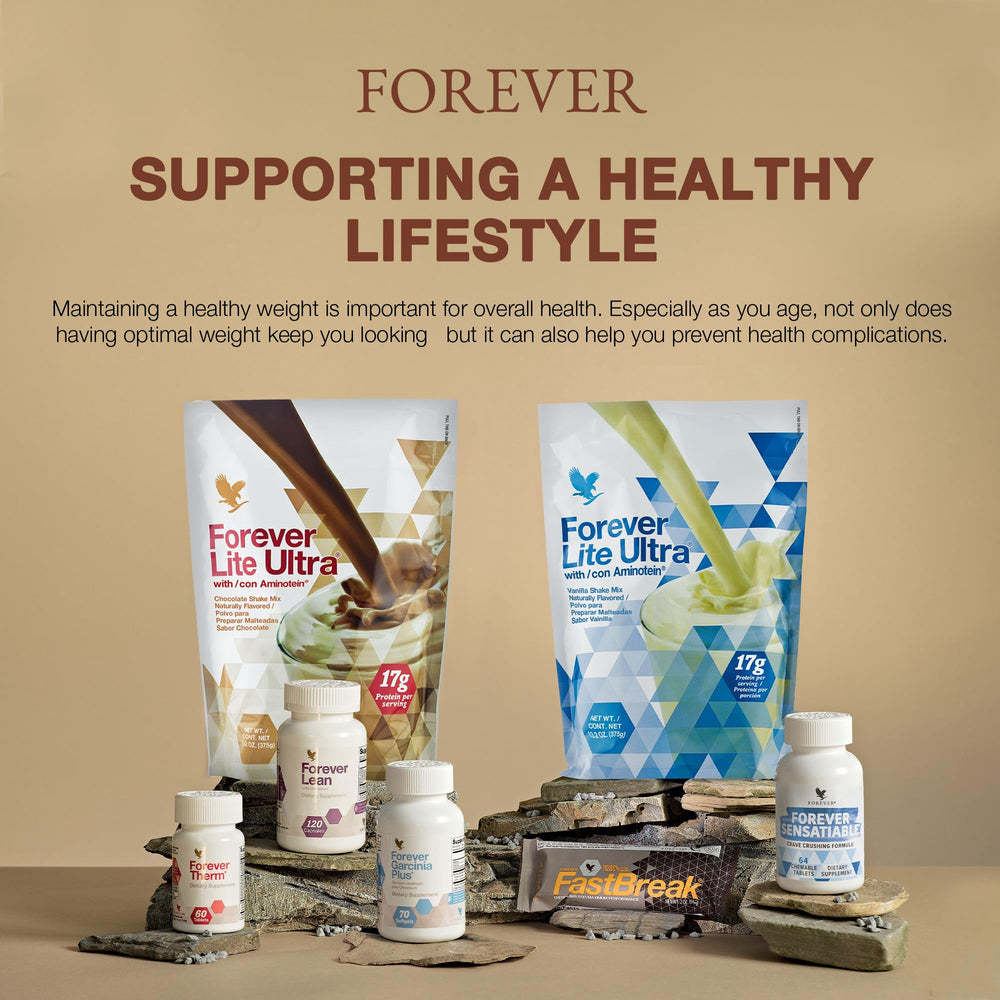 Forever Living Lite Ultra Chocolate on-shelf product communicates gluten-free appeal.