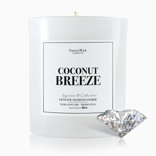 ForeverWick Coconut Breeze candle front view in a clear jar for cozy decor.