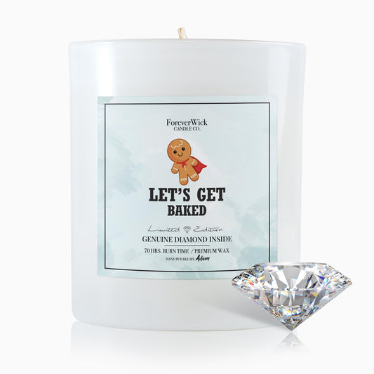 ForeverWick gingerbread jar with diamond inside, cozy holiday aroma.