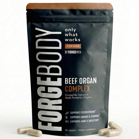 FORGEMEN FORGEBODY Beef Organ Complex bottle for convenient daily supplementation.