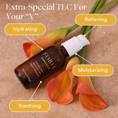 FORIA Everyday Vulva Moisturizer texture close-up shows fragrance-free hydration