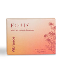 FORIA Vibrance Melts packaging showcases organic fragrance free feminine care