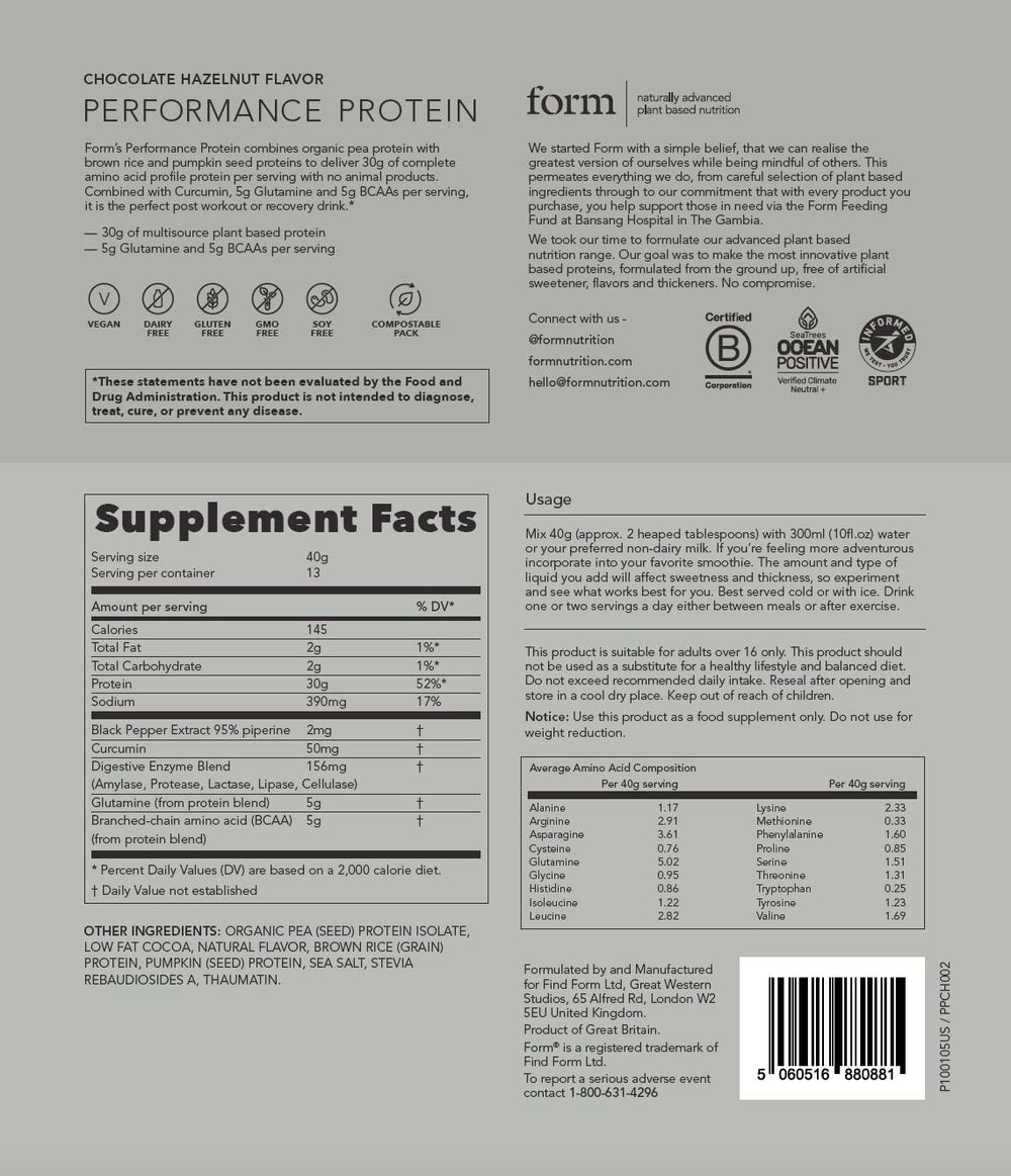 Form Performance Protein chocolate hazelnut baked good example for a protein-enhanced snack