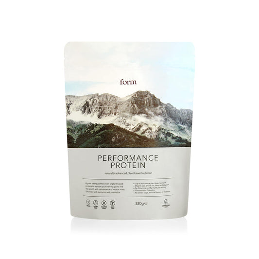 Form Performance Protein chocolate hazelnut bottle showing rich, plant-based protein quality for recovery