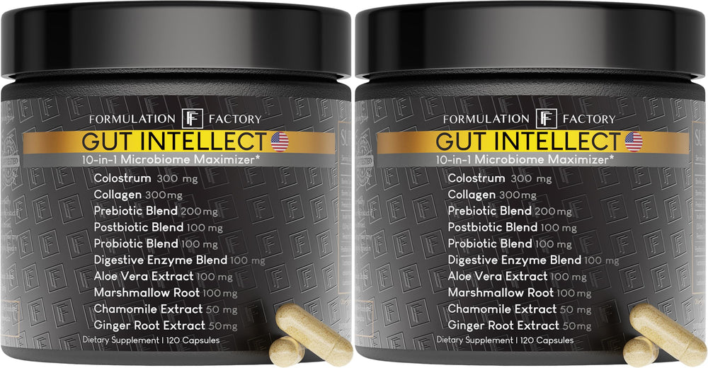 Formulation Factory Gut Intellect bottle front view for daily gut support and energy