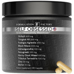 Formulation Factory Self Obsessed bottle front view for vitality support.