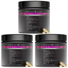Formulation Factory She's Obsessed bottle-front showing premium wellness packaging for daily balance
