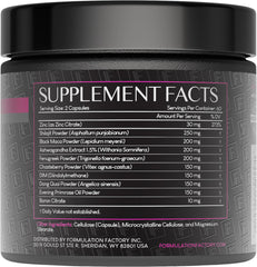 Formulation Factory She's Obsessed label-closeup lists key ingredients and balance focus
