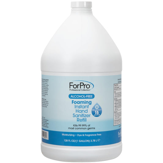 ForPro Professional Collection alcohol-free foaming sanitizer bottle showing quick, gentle hand cleansing.