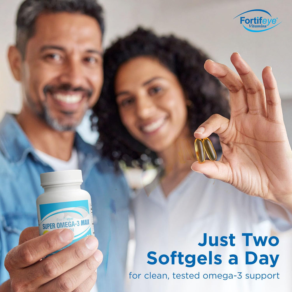 Fortifeye Super Omega-3 Max daily routine setup beside a calendar.