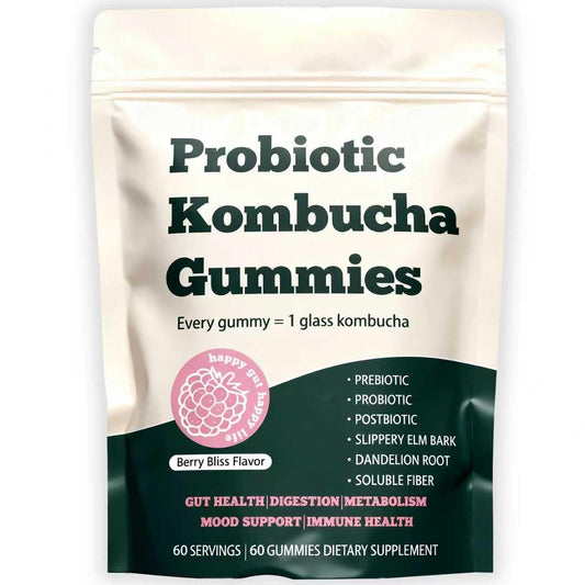 Fortirise probiotic kombucha gummy bottle for daily gut support.
