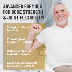 40+ Muscle Bone Joint Advanced Support capsules close-up shows easy to swallow daily capsules