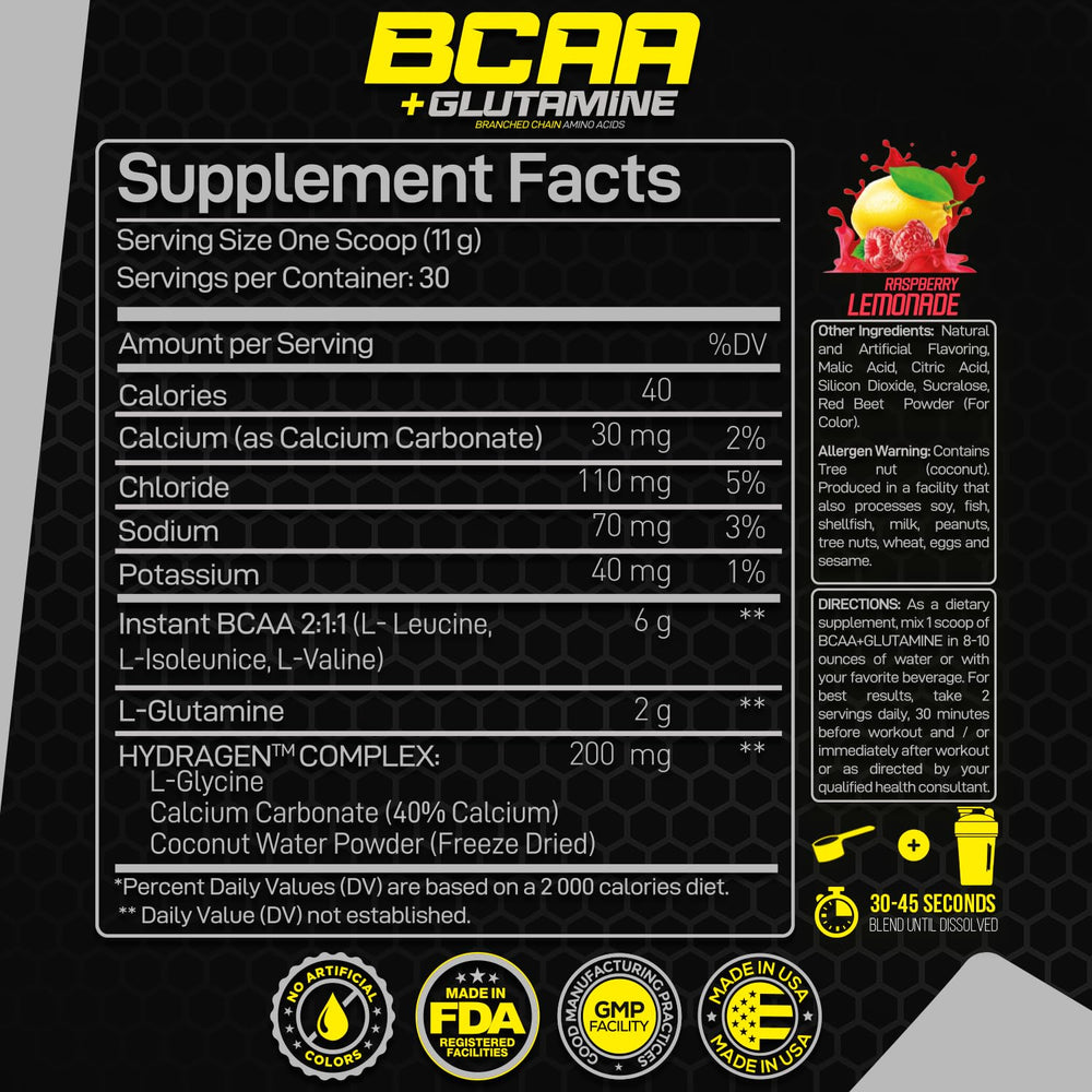 Forzagen BCAAs powder tub label highlights the essential amino blend