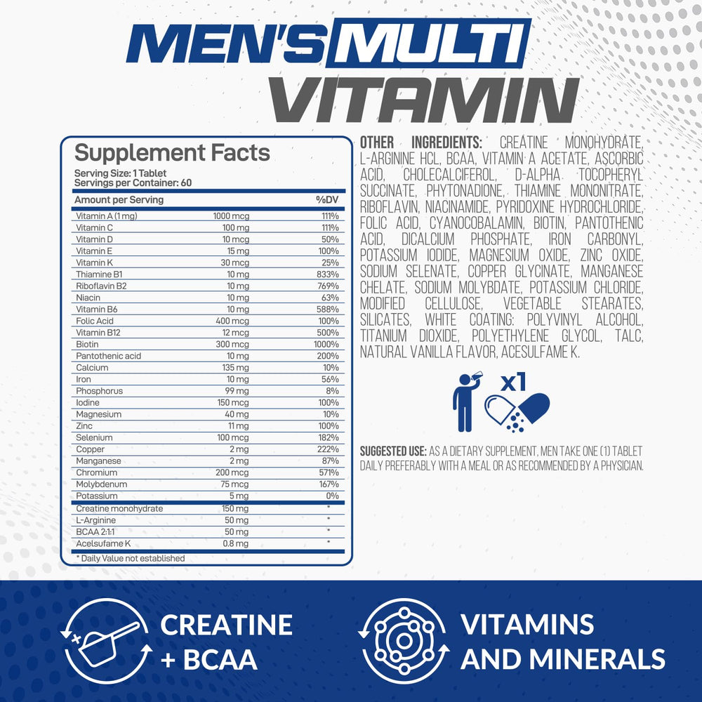 Forzagen Essentials men's multivitamin tablets — compact tablets supporting overall health with essential vitamins.