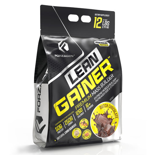 Forzagen Lean Gainer bulk container showing high-calorie mass gain formula for athletes.