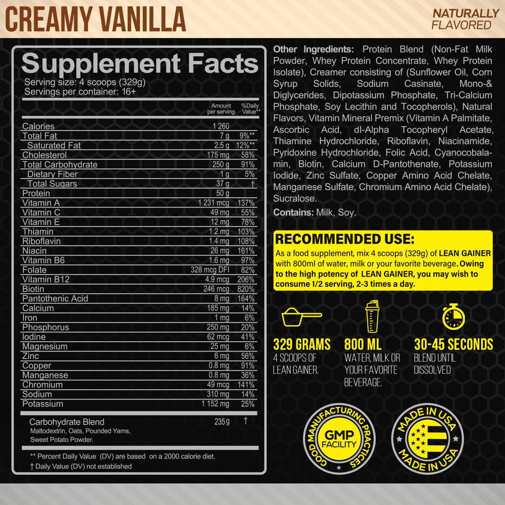 Forzagen Lean Gainer Creamy Vanilla powder with scoop for convenient daily fueling