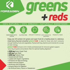 Forzagen Organic Greens Powder bottle highlights premium ingredients