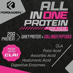 Forzagen whey protein with collagen peptides scoop demonstrates protein-rich serving for muscle support