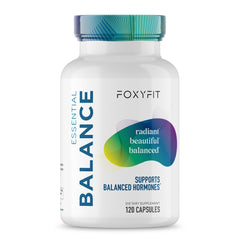 FoxyFit Essential Balance bottle close-up for daily hormone support