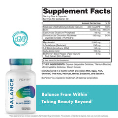 FoxyFit Essential Balance beside skincare items for a healthy glow