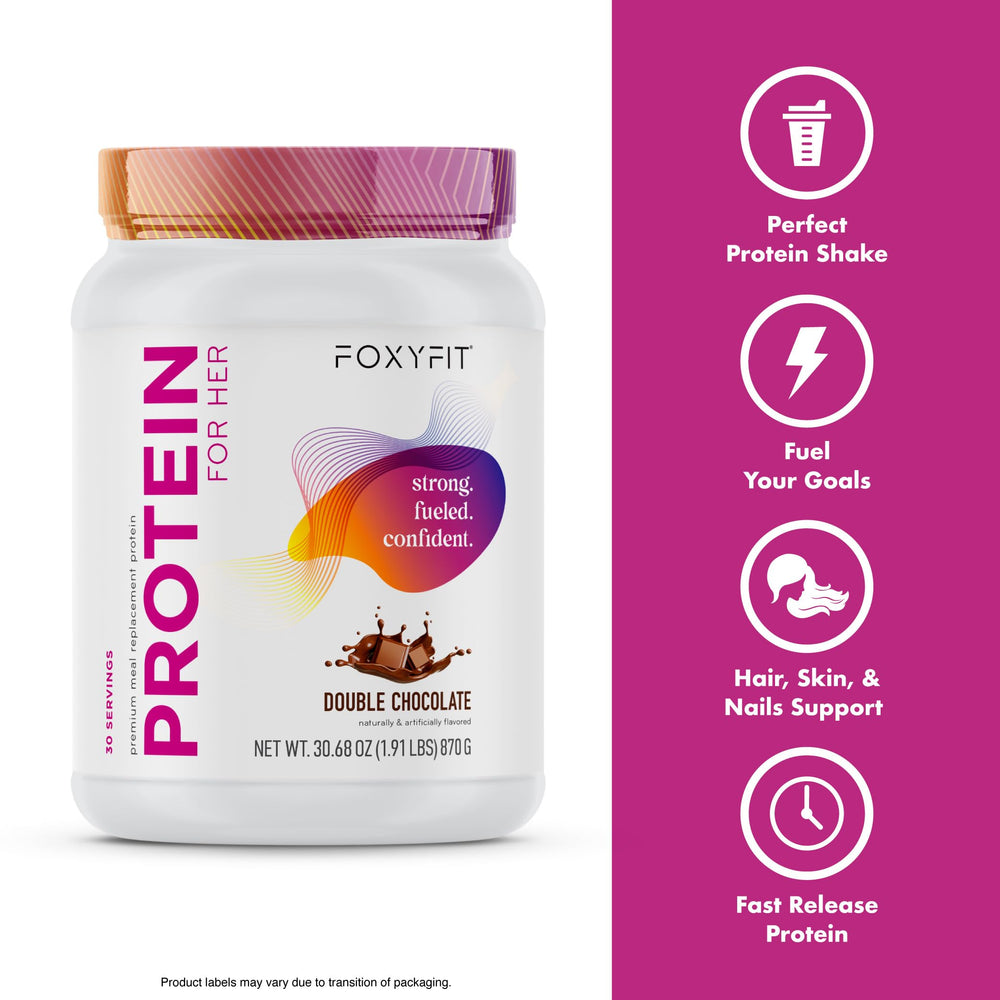 FoxyFit Protein for Her glass of shake, ideal for on-the-go fueling