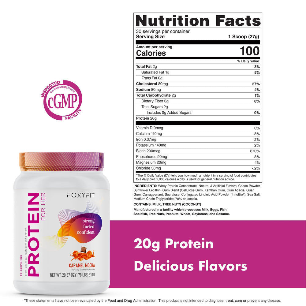 FoxyFit Protein for Her mixing bowl scene suggests versatile use