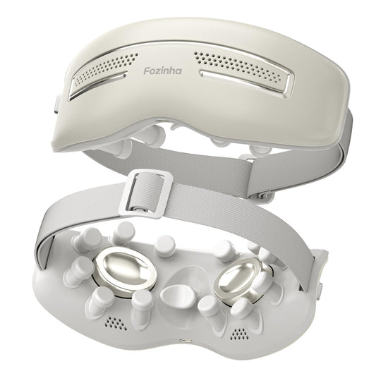 Fozinha eye massager with ergonomic fit providing soothing relief for tired eyes.