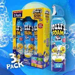 Blue foamy suds cover tub edges with FOZZI'S Brilliant Blue.