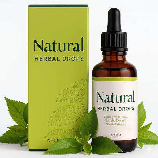 FQMUEV Dok Natural Herbal Drops bottle on a wooden table for daily wellness