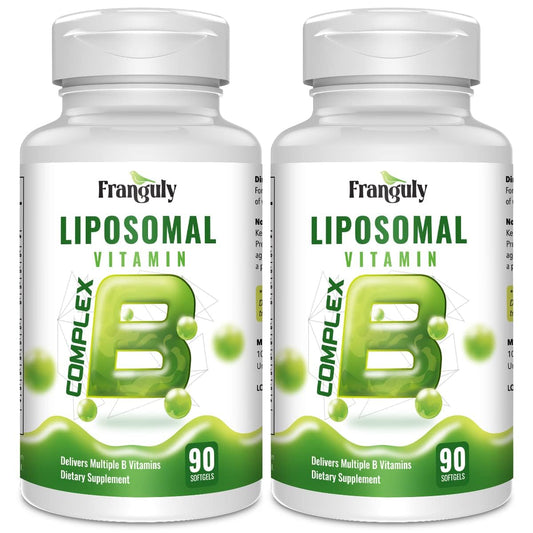 Franguly Liposomal B Complex bottle top view highlighting daily use