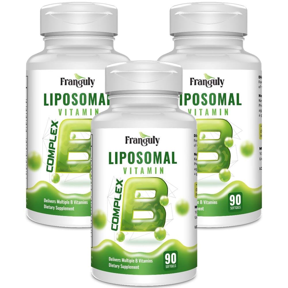 Franguly Liposomal B Complex bottle for steady energy and daily focus.