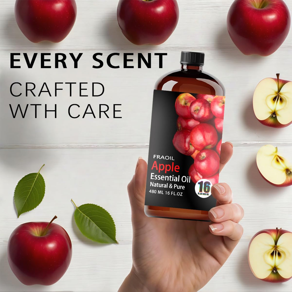 Apple essential oil used in candle making for subtle scent.