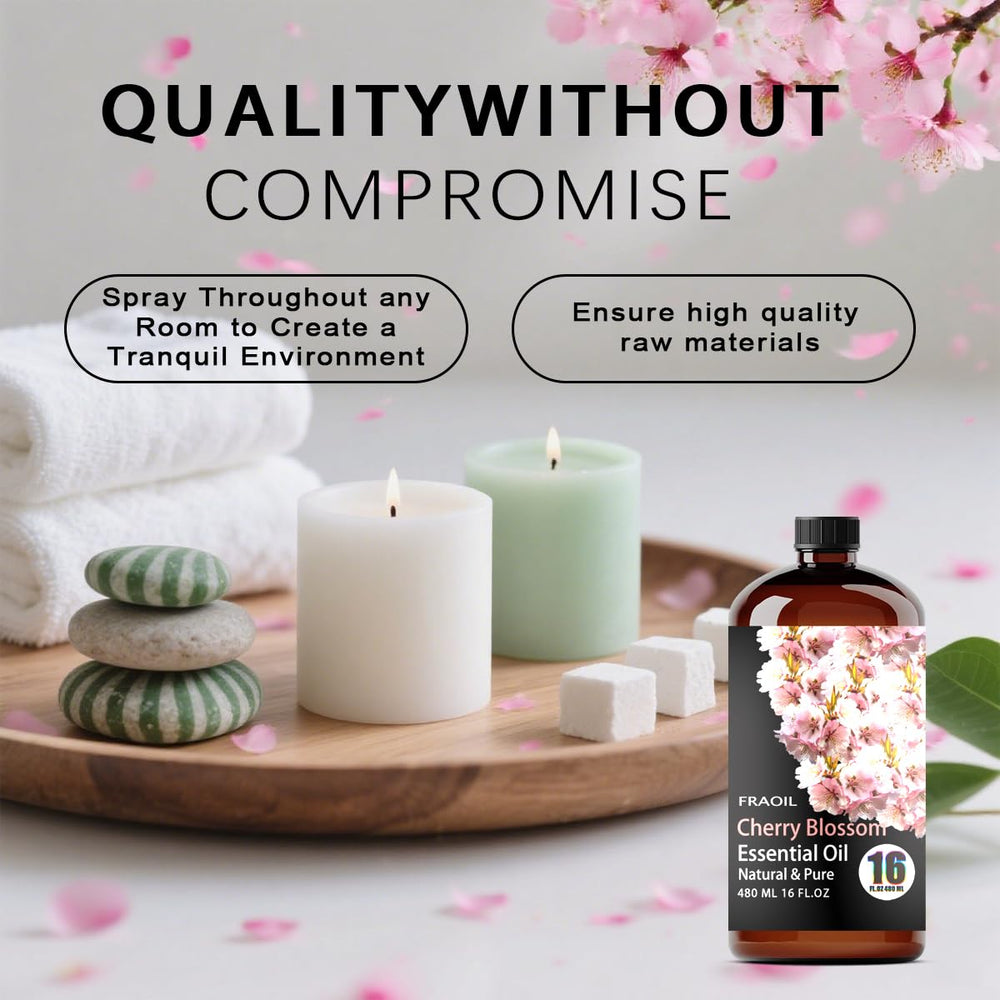 Cherry Blossom Essential Oil by FRAOIL ready for diffuser use to create calm ambience.