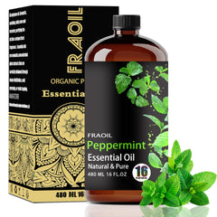 FRAOIL Peppermint Oil 16 oz bottle in amber glass for diffuser use