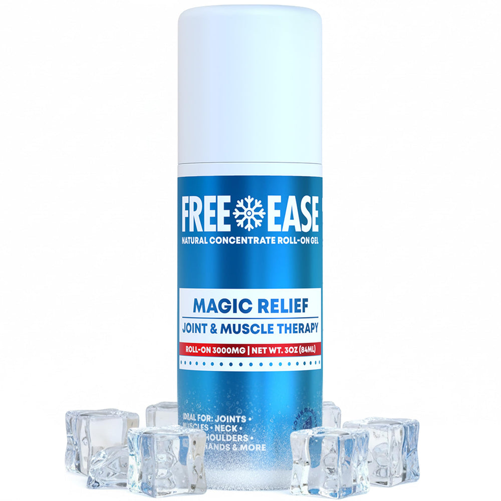 Free-Ease Magic Relief Roller packaging showing a portable relief option for on-the-go use.