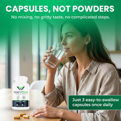 Free Life Labs WoundWorx capsules in hand: portable daily support option.