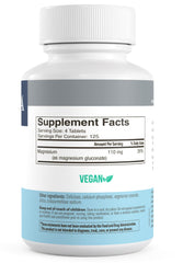 Freeda Magnesium Gluconate bottle label close-up showing elemental magnesium per serving
