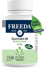 FREEDA Quintabs-M bottle for daily multivitamin use