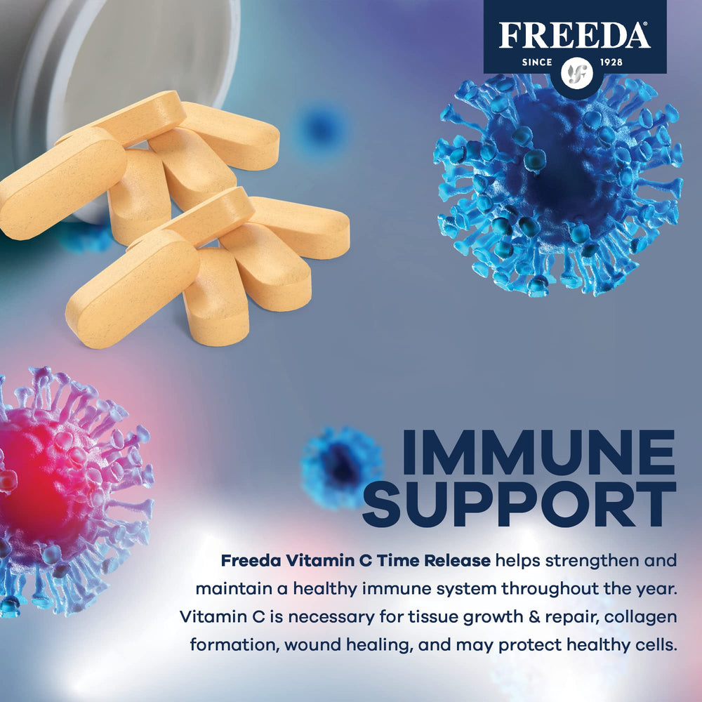 Freeda Vitamin C daily-use with water in hand for routine.