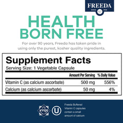 Freeda Vitamin C buffered capsules in bottle, supports immunity and gentle digestion.