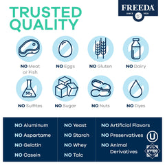 Freeda Vitamin C Made in USA label indicating quality assurance.