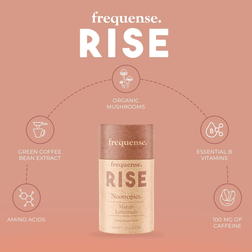 Frequense Rise green coffee bean extract highlighting natural energy