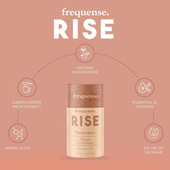 Frequense Rise green coffee bean extract highlighting natural energy