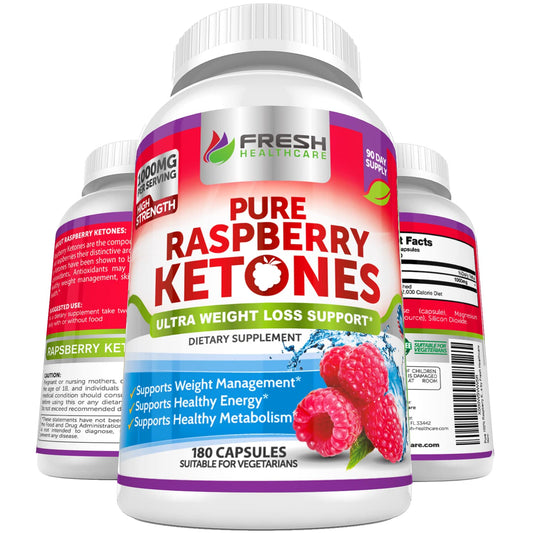FRESH HEALTHCARE Raspberry Ketones bottle front view for metabolism support