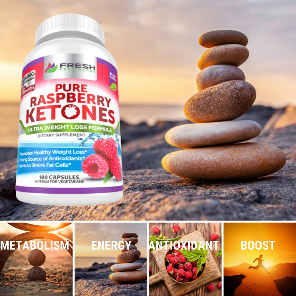 FRESH HEALTHCARE Raspberry Ketones capsules in hand for convenient daily use